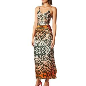 NWT Scanlan Theodore Silk Ombre Tiger Tie Dress, 100% Silk, US Size 2